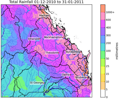 December-January Rainfall - 2011 Warwick